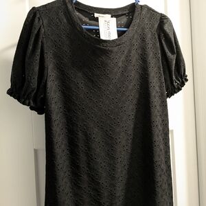 Black Lace Puff Sleeve Top